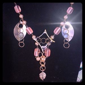 Pink gold silver bronze artisan boutique necklace